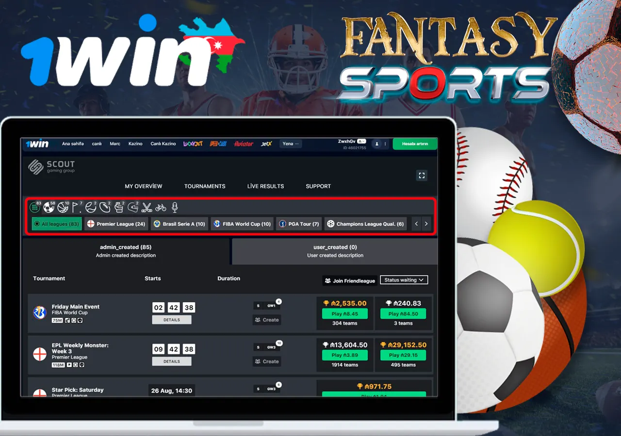 Hər zövqə uyğun idman fantaziya oyunlarına baxın