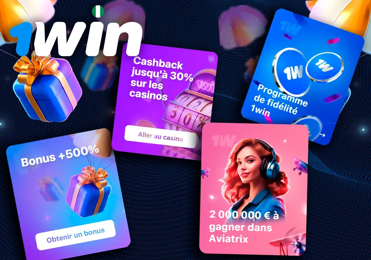 Four examples of bonuses from the site are shown, in the background are gifts