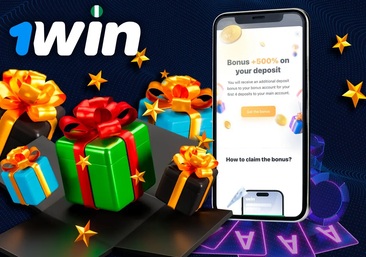 Phone with instructions about welcome bonus for new casino players, next to gifts